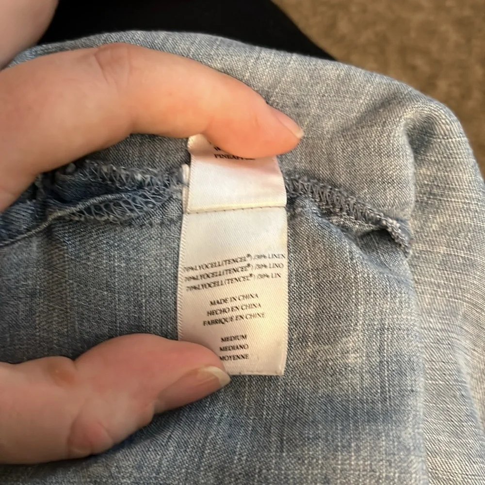 Rails Chambray blue pineapple short sleeve button up down lyocell linen - M - Picture 7 of 7